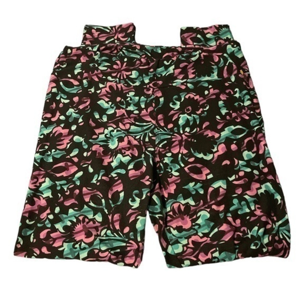 Lularoe Leggings Black EUC NC TC Teal/Pink #7345